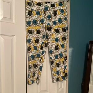 Floral Print Pants in Blue, Yellow, and Black